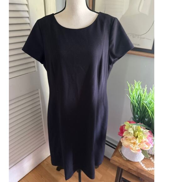 TALBOTS Womens Dress 16 Black Knee Length Sheath Short Sleeve Career Capsule - Picture 1 of 10